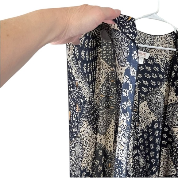 Shyanne Navy Boho Patchwork Kimono Cardigan w/ Tassel Trim – One Size - Picture 5 of 8